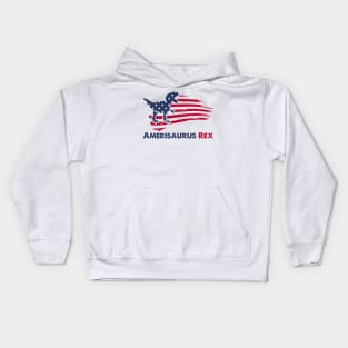 4th Of July Dinosaur Amerisaurus T Rex USA American Flag Kids Hoodie